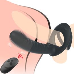Vibrador de consolador de doble penetración 10 Modo para hombres Correa en el pene Vagina enchufe la pareja de juguetes de sexo erótico adulto 240412