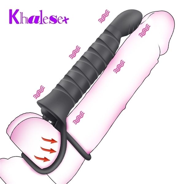 Double pénétration gode vibrateur 10 mode vibrateur pour hommes sangle sur pénis vagin Plug adulte Sex Toys pour Couples 220817