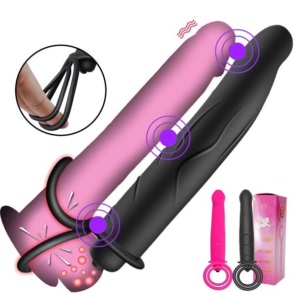 Double pénétration Vibromator Sex Toys pour couple Strapon Dildo Dildo Sangle de vibrateur sur Penis Sex Toys pour Femmes Homme Gode Pour Analfactoriel Direct