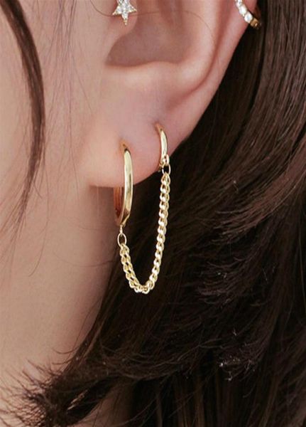 Boucles d'oreilles doubles percées en one-pièce simple personnalité de fille enceintes simples de boucle d'oreille courte cadeau de mode rétro bijoux de mode9387074