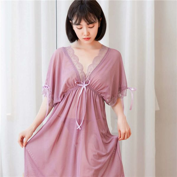 Double violet qualité grande taille gros MM sous-vêtements amusants multicolore robe suspendue pyjamas Sexy Polyester Transparent 173660