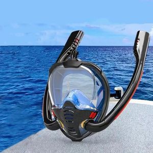 Dubbel masker snorkelen duikmasker vol gezicht droge stijl zwem snorkelset apparatuur onderwater accessoires 240410