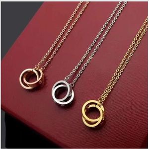 Collier à double anneau 18K Gold de verrouillage de serrure de serrure Bone Chaîne à chaîne courte pour les amoureux 212g