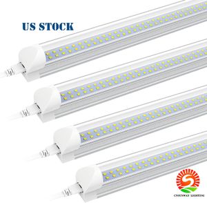 Double rangée 8ft LED Lights T8 tube intégré 72w SMD 2835 Ampoules LED 110lm / w 2.4m éclairage LED luminaire fluorescent