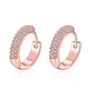 Pendientes de aro para mujer con relleno de oro rosa de 18 quilates de circonita cúbica de doble fila Bonito regalo