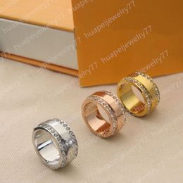 Unisex Designers Ringen Mode Paar Dubbele rij Diamond Ring Hoge Kwaliteit Titanium Staal Sieraden Brief Design 6-10