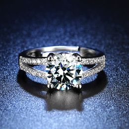 Dubbele rij boor vier klauw inleg Bandringen imitatie diamanten Ring Meisje klassieke mannen Titanium staal ontwerper voor vrouwen luxe geschenken vrouw meisje sieraden
