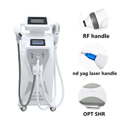 Dubbel scherm 3 in 1 IPL Opt Acne laser laser tattoo laser ontharing machine Q -schakelaar en yag hoogfrequente schoonheidsapparatuur