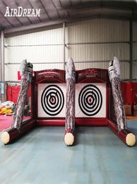 Double shoot game Inflatable axe throwing football soccer shooting board with air blower and axes9977853