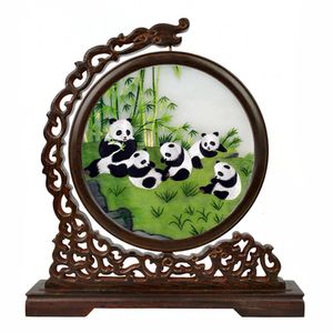 Gratis DHL Chinese Thuisaccessoires Tafel Ornamenten Decoraties voor Woonkamer Hand Zijde Borduurwerk Wenge Houten Frame Verjaardagscadeau