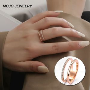 Dubbele kant CZ Micro Pave Rvs Ring Rose Gold Rings Sieraden voor Vitality Women Gift