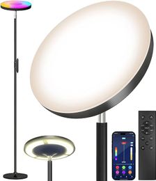 Lámpara LED LED de iluminación lateral doble con aplicación inteligente remota 36W/2600LM Lámpara de lámpara RGB de pie de pie brillante Multicolor Dimmable Dimmable