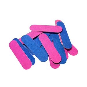 Double-side Nail Files Mini 5cm Buffers Nail Art Tools Sandpaper Pink Blue Color Sanding Professional Nails styling wholesale