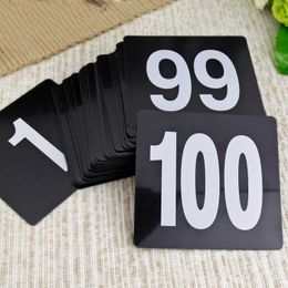 Números de mesa de plástico de doble lado Tarjetas de asiento cuadrado Evento de boda accesorios para bares de restaurantes Café Utensil de 1 a 100
