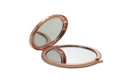 Miroir de maquillage de poche Double face en métal argent or Rose or cosmétique pliable miroir grossissant outil de beauté HHA2193040312