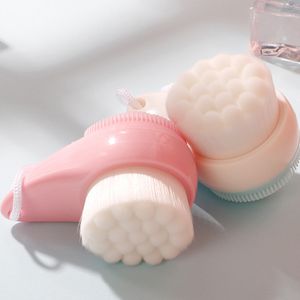 Brosse de lavage du visage en Silicone Double face, nettoyant pour le visage, Portable 3D, Massage, outil de soins de la peau, sac Opp, emballage 050