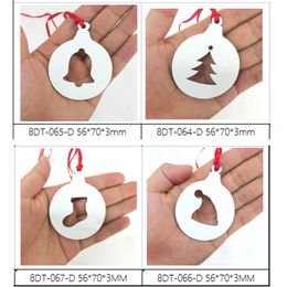 Dubbele Side Sublimation Blanks Christmas Decorations MDF Holle Xmas Tree Socks Bells and Hats Hanger DIY Photo Gifts 18% korting XD24847