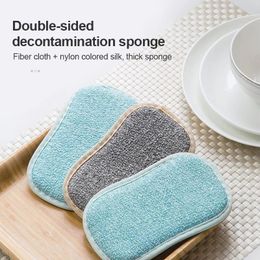 Chiffon en microfibre absorbant Double face, brosse de cuisine, pot, artefact, bloc d'éponge, chiffons de nettoyage pour la vaisselle