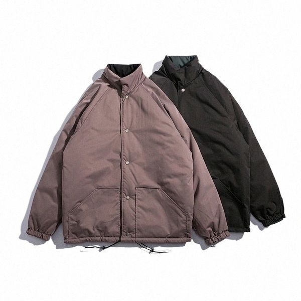 Doble cara puede usar chaqueta de invierno hombres Japón streetwear fi suelto casual vintage carga parkas chaqueta prendas de vestir exteriores abrigo masculino l2zw #