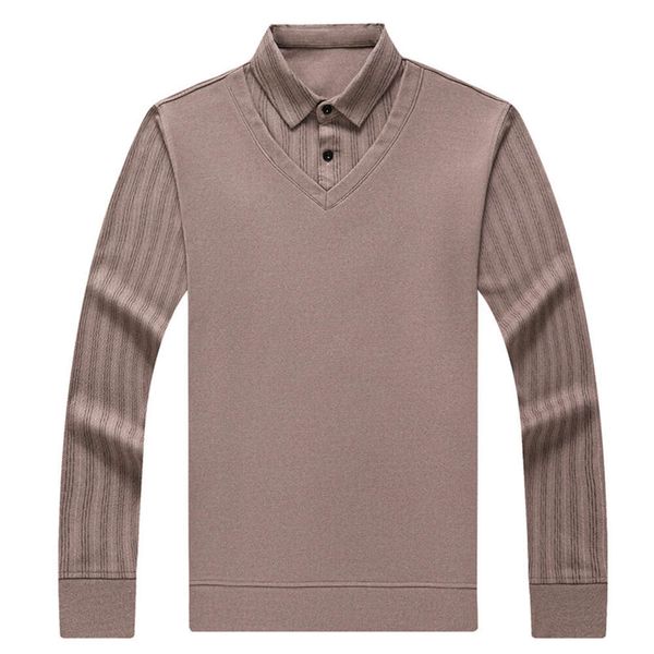 Camisa De Terciopelo Alemán De Doble Cara, Cuello Abatible De Mediana Edad, Camiseta Falsa De Manga Larga De Dos Piezas, Camisa Superior Inferior Estampada De Primavera Y Otoño para Hombre De Manga Completa