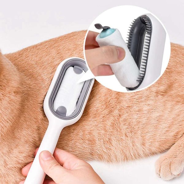 Brosses d'épilation Double face pour chat chien peigne de toilettage pour animaux de compagnie avec lingettes brosse pour chaton gato accesorios artculos para mascotas