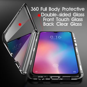 Boîtiers métalliques Double face en verre trempé pour Xiaomi 10 Pro Redmi Note 9 9s 8 7 Pro K20 Pro, housse de protection complète magnétique 360