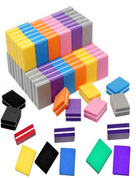 Mini bloques de lima de uñas de doble cara, esponja colorida, tiras de tope de lijado para esmalte de uñas, herramientas de manicura para pulir 7250544