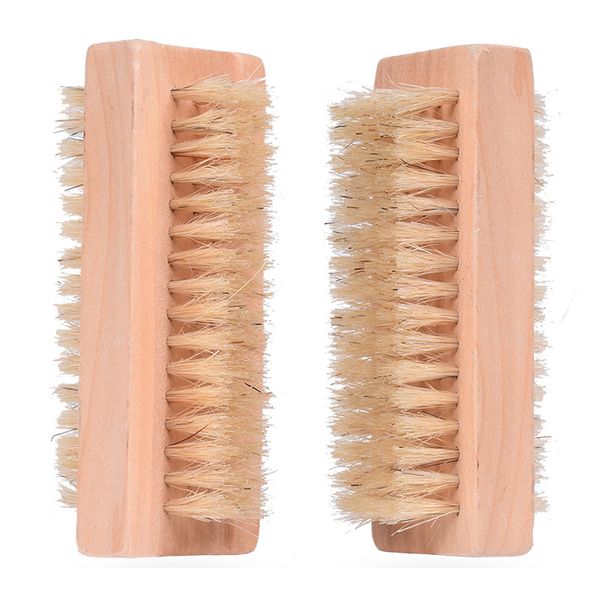 Pincel de limpieza de madera natural de doble cara Cepillos de baño de cerdas Pinceles para el hogar portátil Herramientas de uñas de masaje