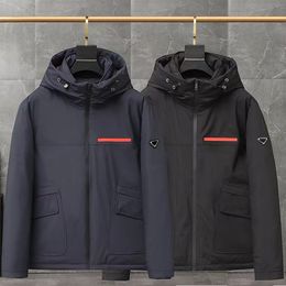 Chaquetas clásicas para hombre Abrigos cortos con capucha Abrigos para mujer Parkas Moda Triángulo invertido Chaquetas para hombre Invierno Cálido Parker Cortavientos