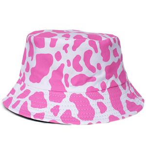 Chapeau seau réversible Double face unisexe imprimé fleuri soleil résistant au soleil casquette de pêcheur vache Sport de plein air casquettes de pêcheur