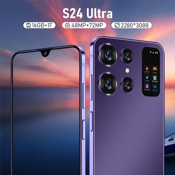 Pantalla de doble cara Teléfonos móviles de alta definición 24 Super 7.0 pulgadas Incell Gran pantalla 3+16G Comercio exterior NUEVA Cámara Android 4 Cámara ultra de ángulo móvil Teléfono móvil