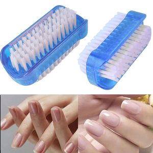 Cepillo de uñas de doble cara para fregar, herramientas prácticas para manicura de uñas