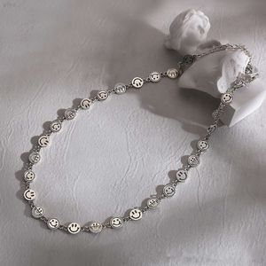 Dubbelzijdig Lachend Gezicht Mode-sieraden S925 Sterling Zilver Vrouwelijke Elegante Retro Luxe Sleutelbeenketting