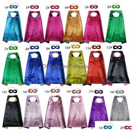 Dubbelzijdige Superheldenkostuums Cape En Masker Set 70X70Cm Kinderen Satijn Cosplay Cloark Mix Bestel Halloween Kerst Verjaardagscadeaus Pa