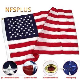 Double Sided Us Flag geborduurd met de Star Spangled Banner Oxford Fabric Home Outdoor US National Flag Banner USA 240509