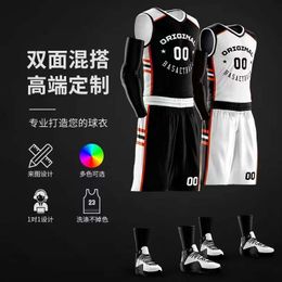 Uniforme de basket-ball à double face Impression numérique du corps complet Jeu de sport Uniforme d'équipe à double face Personnalisation du maillot étudiant