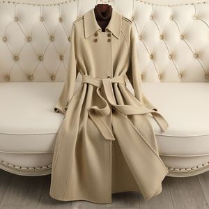 Manteau en laine Double face pour femmes, automne et hiver 2023, nouvelle coupe slim et longueur aux genoux, manteau en laine haut de gamme de style Hepburn