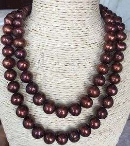 Dubbele strengen 12-13mm South Sea Baroque Chocolate Pearl Necklace 18 