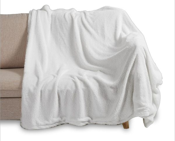 Manta de lana de cordero grande de doble grosor, manta de oficina, edredón, impresión por transferencia térmica, mantas blancas para aire acondicionado, envoltura envolvente