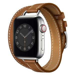 Bracelet en cuir Double Tour Swift pour Apple Watch Ultra 49 mm 9 8 7 Band 6 5 Bracelet poignet pour iWatch SE Series 41 mm 45 mm 44 mm 40 mm 42/38 mm.