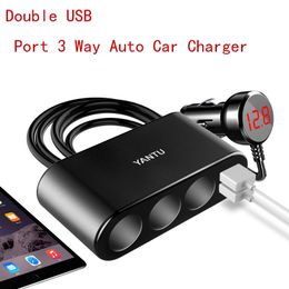 Double Port USB 3 voies chargeur de voiture automatique séparateur de prise chargeurs adaptateur de prise avec câble DC 12-24V nouveaux accessoires de voiture