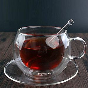 Tasses à thé à double mur avec une poignée 220 ml tasse de café de haute qualité tasses à la main résistance à la chaleur