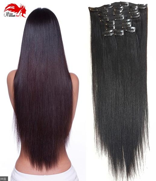 Extensiones con Clip de cabello humano 100 Remy de doble trama 1003903926039039 calidad de grado 7A cabeza completa gruesa larga suave sedosa 5341358