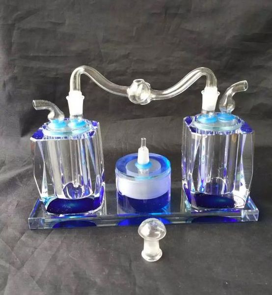 Double avec priser en cristal - pipe à fumer narguilé en verre Gongs en verre - plates-formes pétrolières bongs en verre pipe à fumer narguilé en verre - vap-vaporisateur