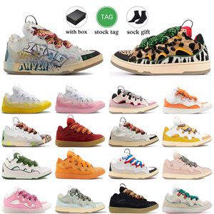 Dubbel geweven veters Designer lavin Schoenen Damesplatform Lavins Leather Curb Casual Sneakers Moederkind Nappa Kalfsleer Roze Geel Loafers Mesh sneakers