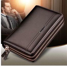 Double fermeture éclair hommes pochettes haute qualité portefeuille en cuir PU homme nouveaux portefeuilles hommes longs portefeuilles sacs à main carteira masculina256n