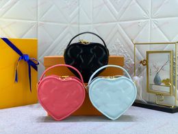 Dubbele ritssluiting hartvormige draagtas ontwerper 3 kleur verwijderbare kettingband luxe damesmodezakje display show handtas