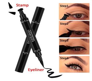 Eyeliner à double tête crayon Triangle joint Eyeliner imperméable liquide aile Eye Liner cosmétiques Tool9915559
