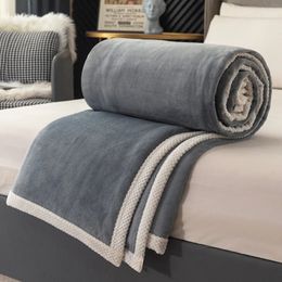 Velvette de lait doubler couverture d'automne chaude pour canapé lit doux couvertures doubles simples confortables