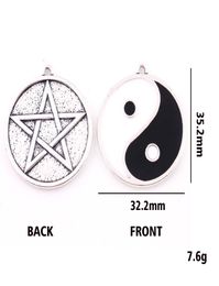 Pendentif réversible Pentacle Yin Yang Double face, pentagramme Double couleur, bijoux religieux pour hommes et femmes 3733476